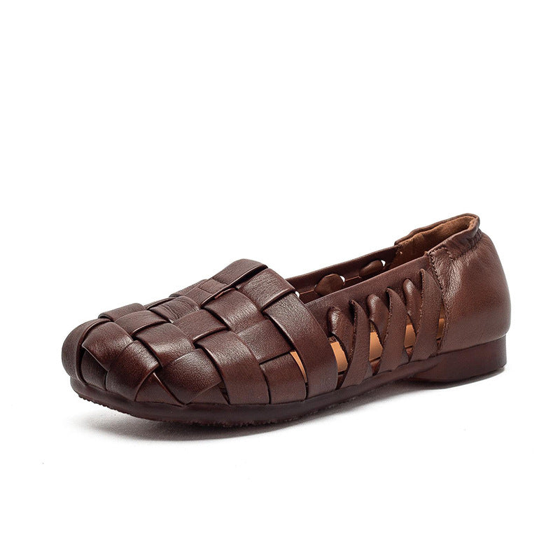 Cowhide Breathable Soft Bottom Slip-on Lofter Lightweight Comfortable Sandals