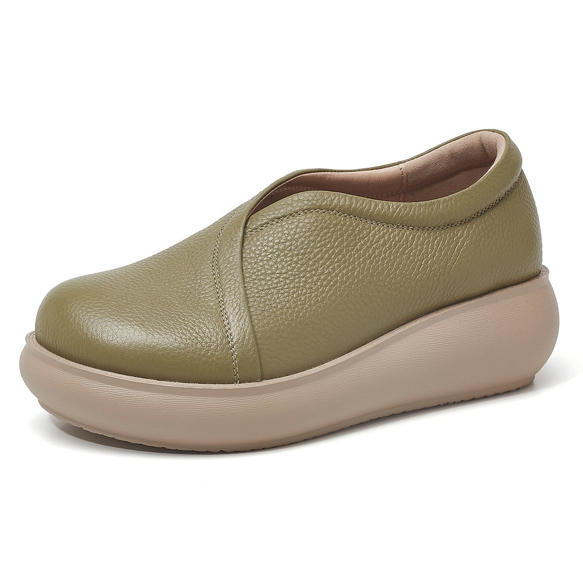 Women's Comfortable Flat Mom Soft Bottom Genuine Slip-on Women's Fashion Shoes