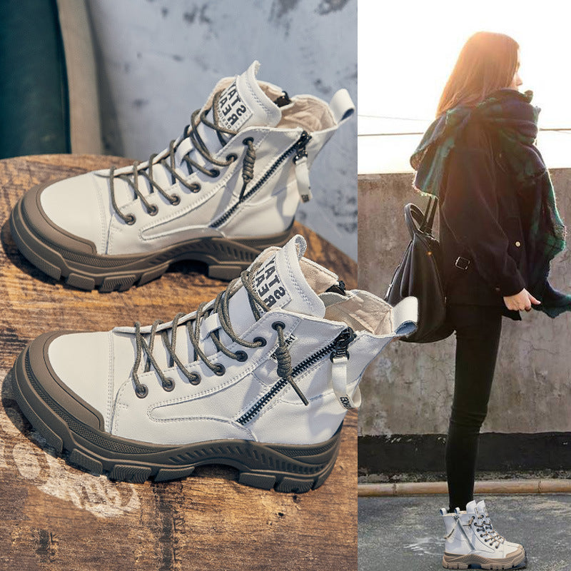 Women's Fashion White Autumn Korean Style Height Women's Board Shoes
