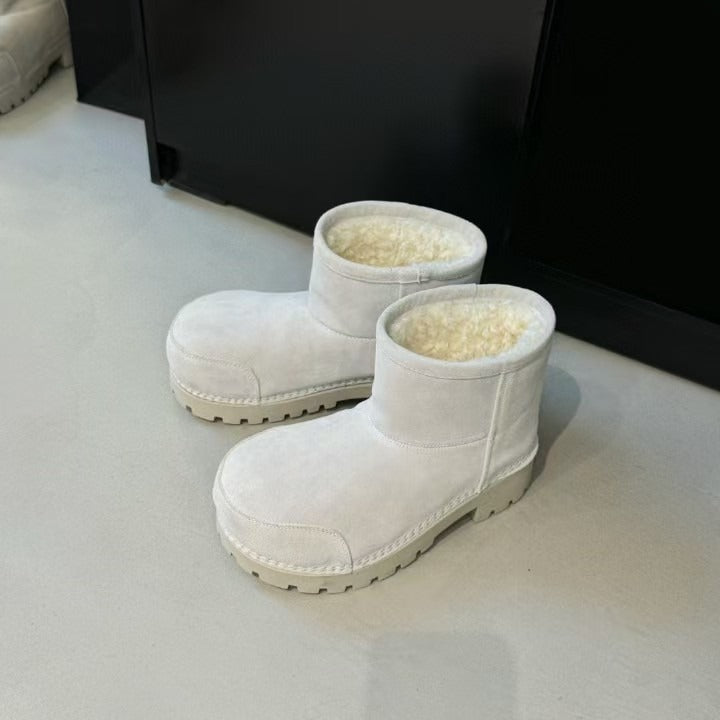 Women's Korean Fashion Platform Rubber Round Head Snow Boots