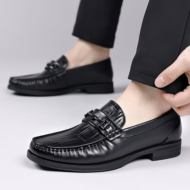 Men's Layer Cowhide Summer Versatile Breathable Soft Surface Loafers/doug Shoes