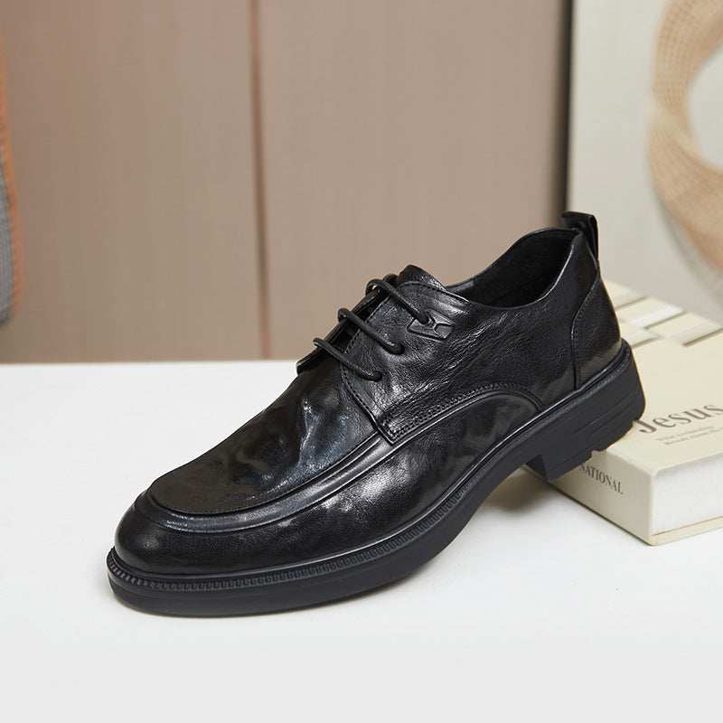 Men's Clutch Pattern Cowhide Business Thick Bottom Leather Shoes