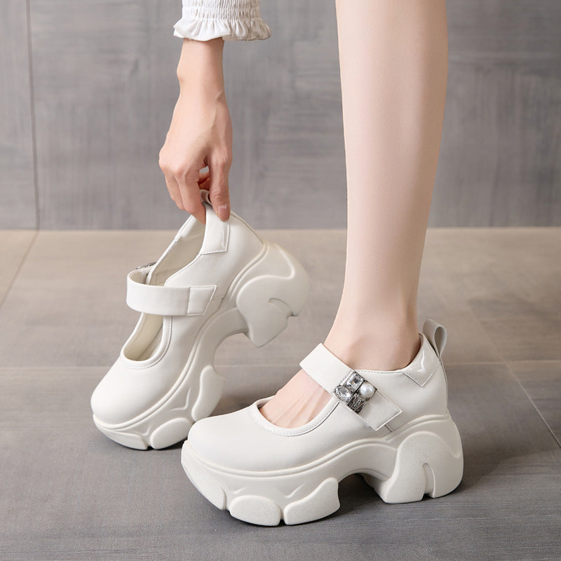 Women's Style High Velcro Autumn Chunky Waterproof Platform Shallow Mouth Women's Casual Shoes