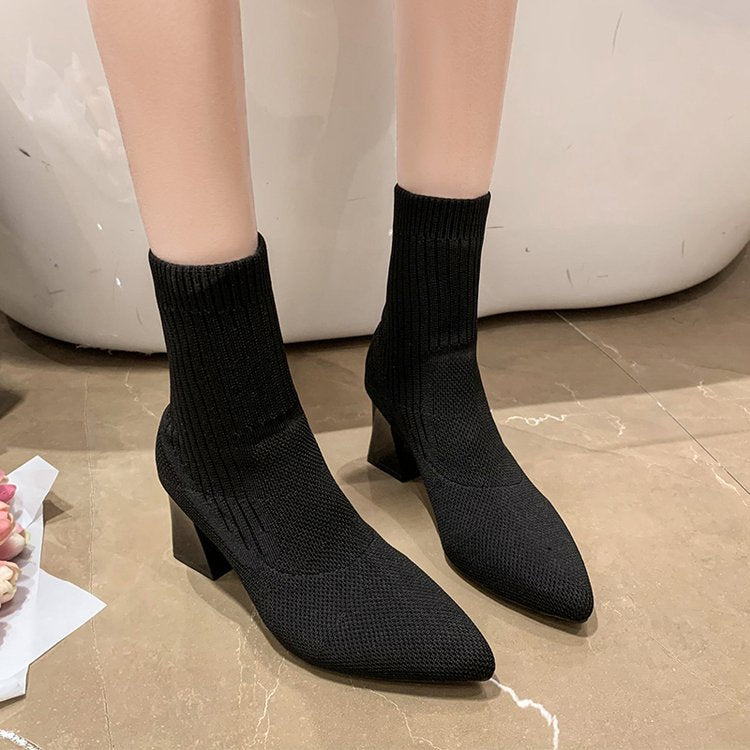 Ankle Pointed Toe Stretch Socks Fashion Boots