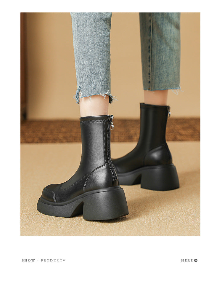 Women's Suede Dr. Martens Platform Ankle Chunky Boots