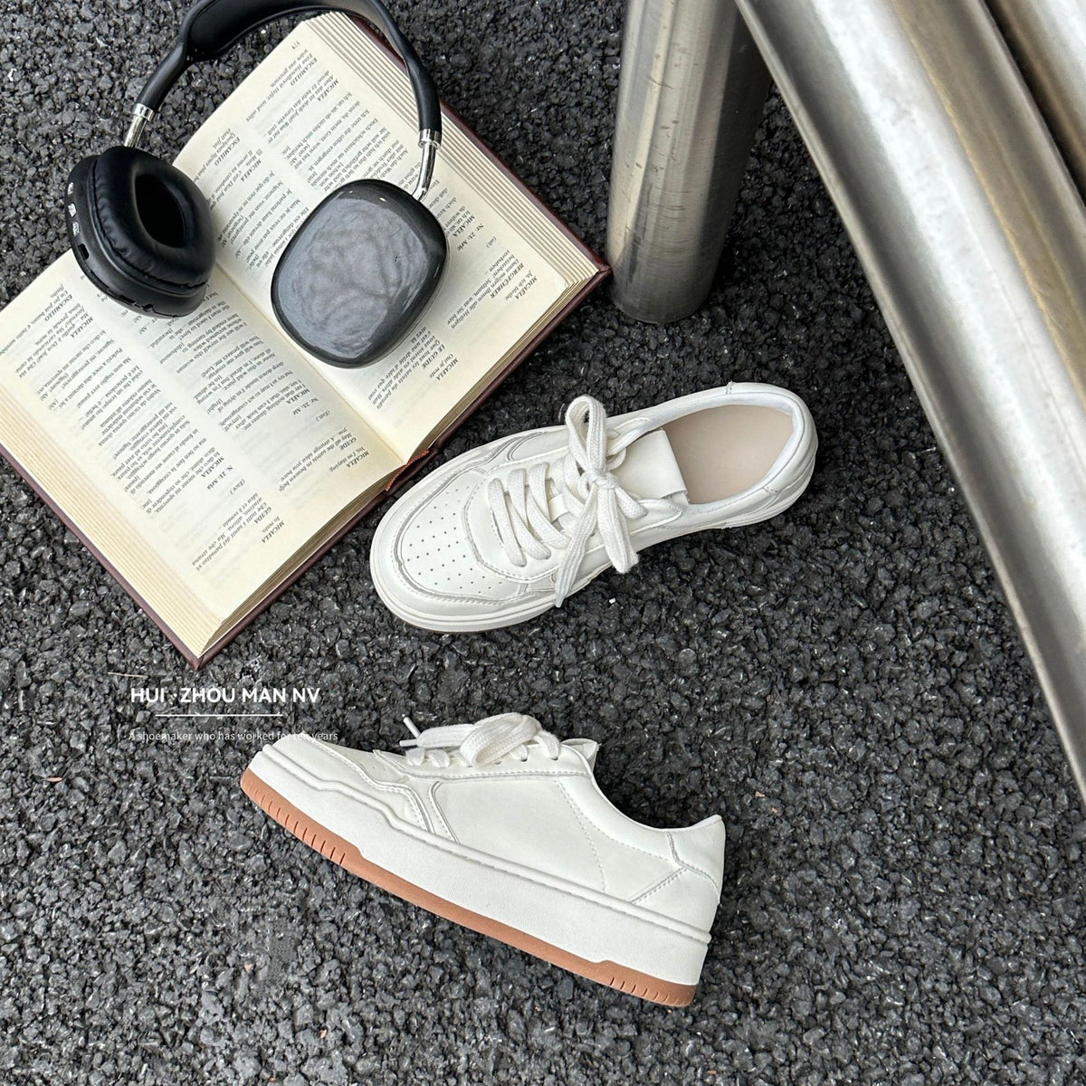 Women's Bottom White Round Toe Lace Up Women's Casual Shoes