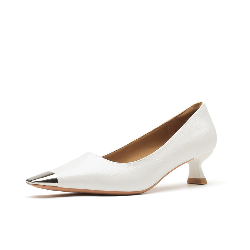 Women's Kitten Metal French Square Toe Patent Women's Fashion Shoes