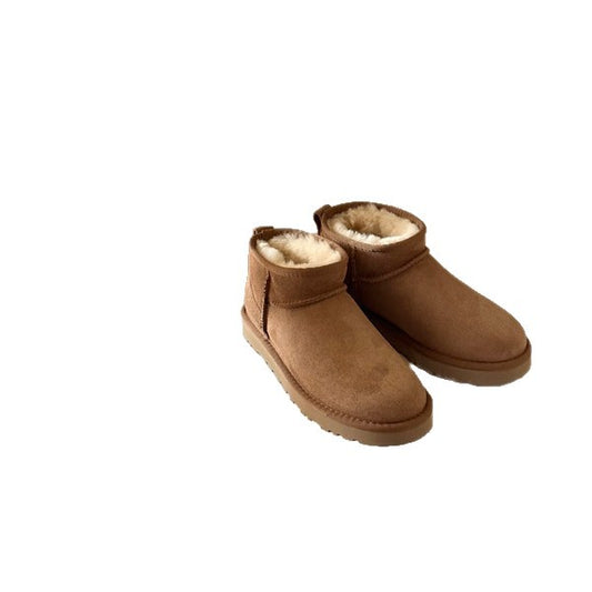 Women's & Men's China Cotton Sheepskin Fur Thin Bottom Women's Snow Boots