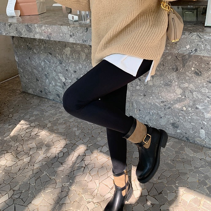 Avenue Round Toe Gold Buckle Side Boots