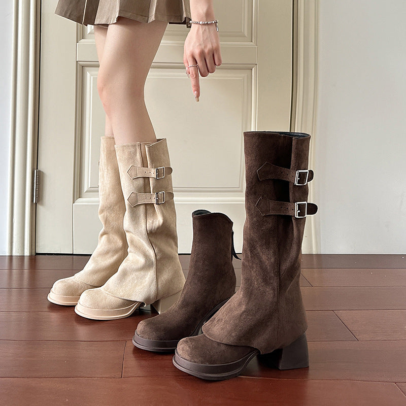 Pile Style Thick High Platform Leg Heels
