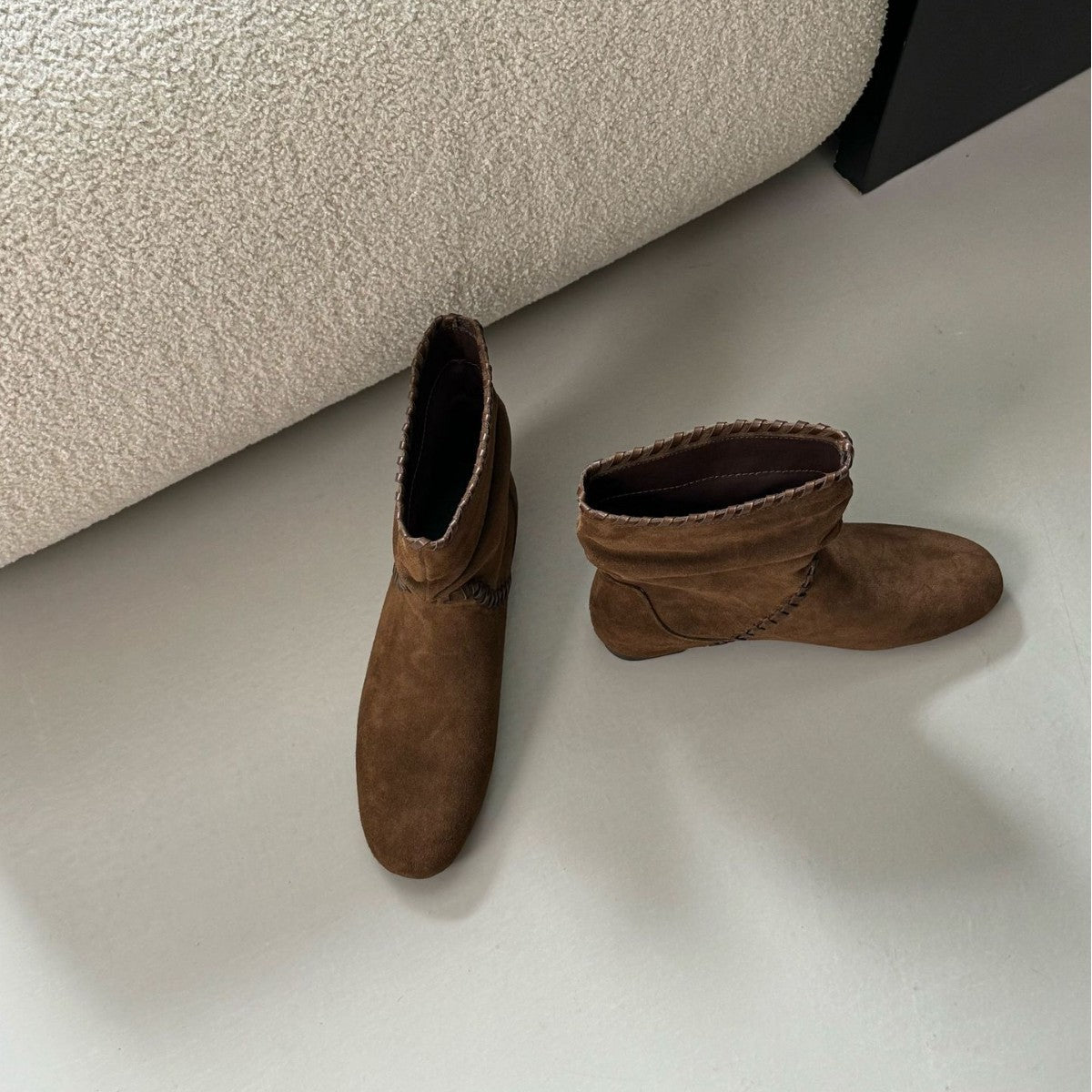 Women's Height Increase Wedge Woven Suede Round Toe Low-cut Thin Martin Boots
