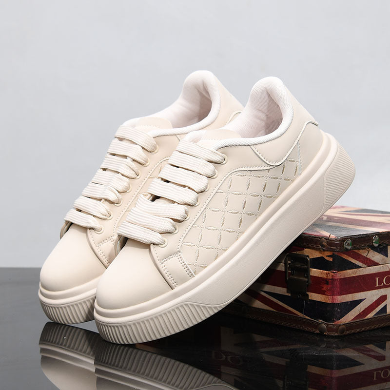 Men's Spring Platform White Breathable Board Fashionable Height Increasing Men's Casual Shoes