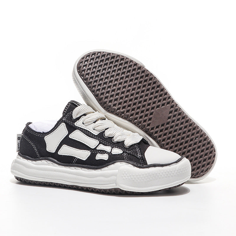 Men's Bone Dissoing Black White Platform For Men's Sports Shoes