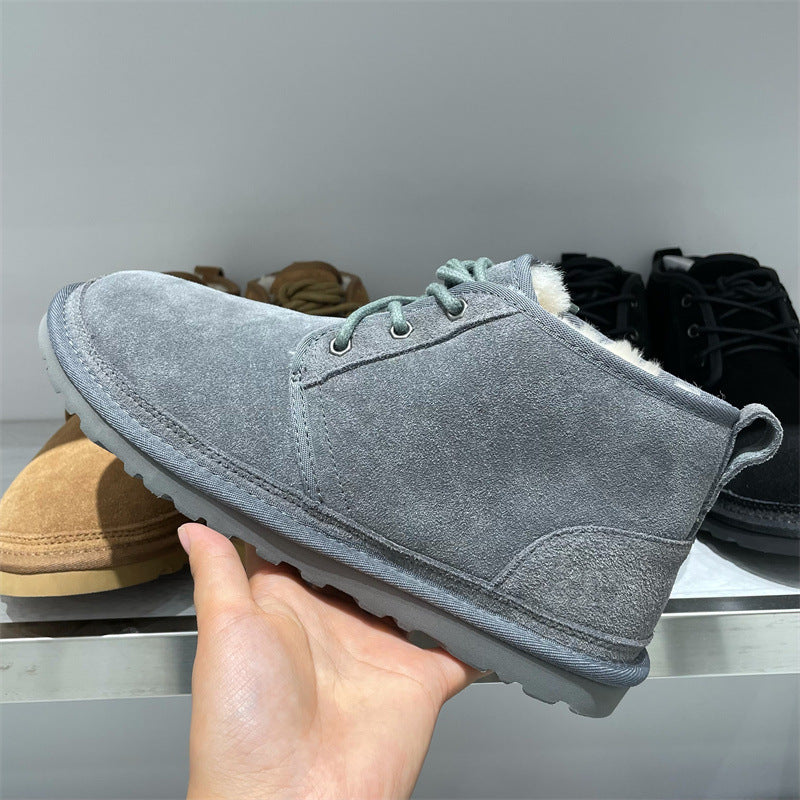 Men's Fur Short Martin Fleece-lined Thickening Thermal Snow Boots