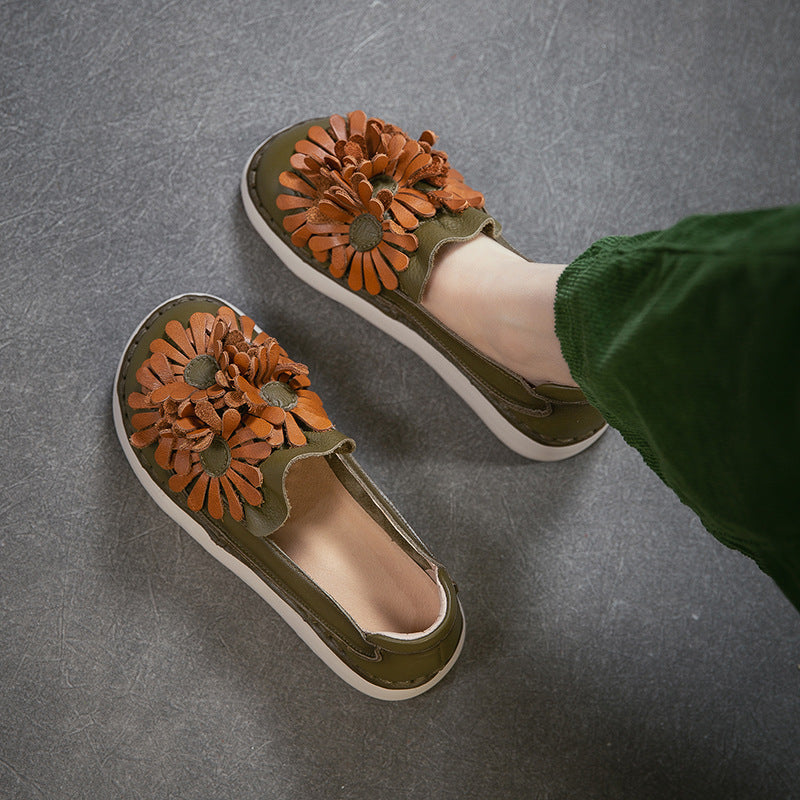 Women's Top Layer Cowhide Slip-on Pumps Lightweight Women's Casual Shoes