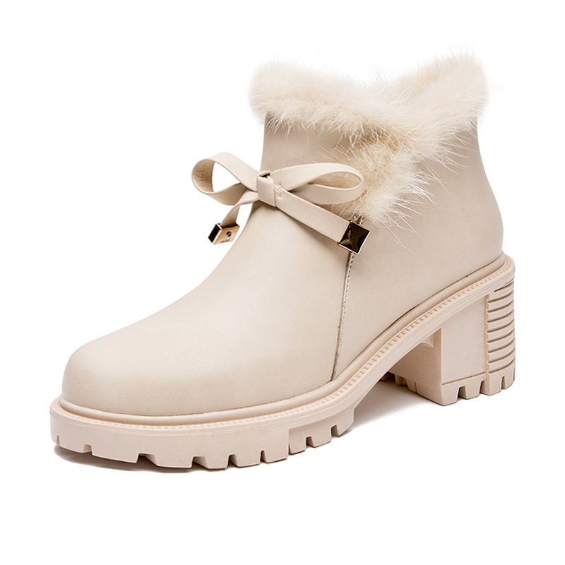 Korean Ankle Female Fleece-lined High Fluffy Boots