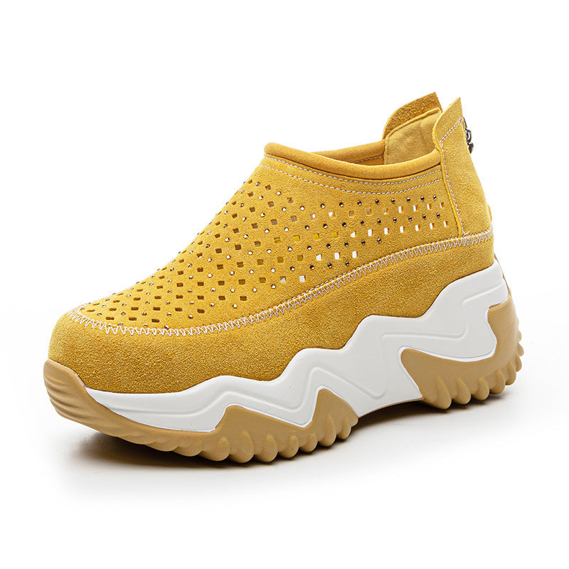 Women's Hole Breathable Platform Elevator Wild Women's Casual Shoes