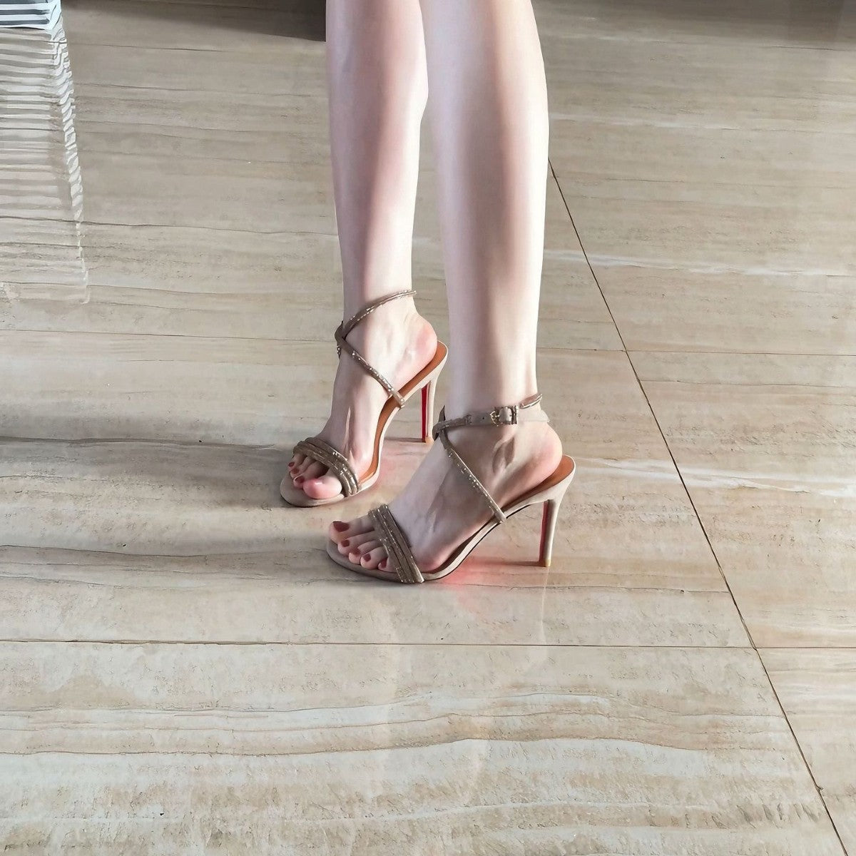 Beautiful Casual Customer With Red Background Heels