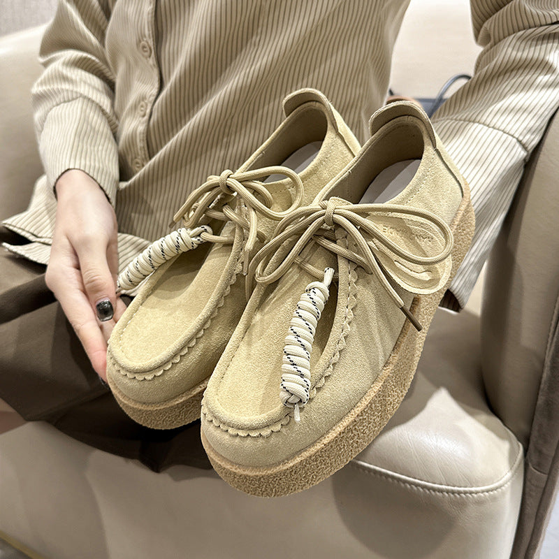Women's & Men's Couple Platform Kangaroo Biscuit Derby Retro Women's Sports Shoes