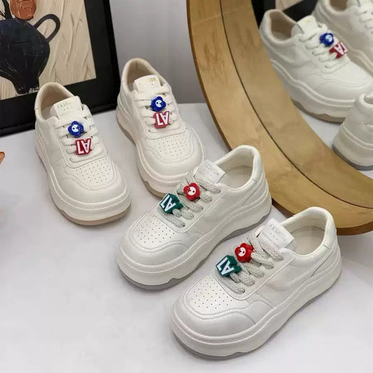 Women's Breathable Platform Thick-soled White College Style Women's Casual Shoes