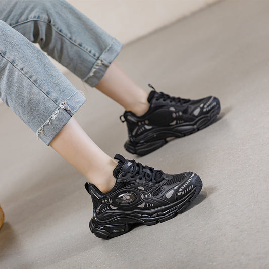 Women's Retro Clunky Platform Height Increasing Leisure Sneakers