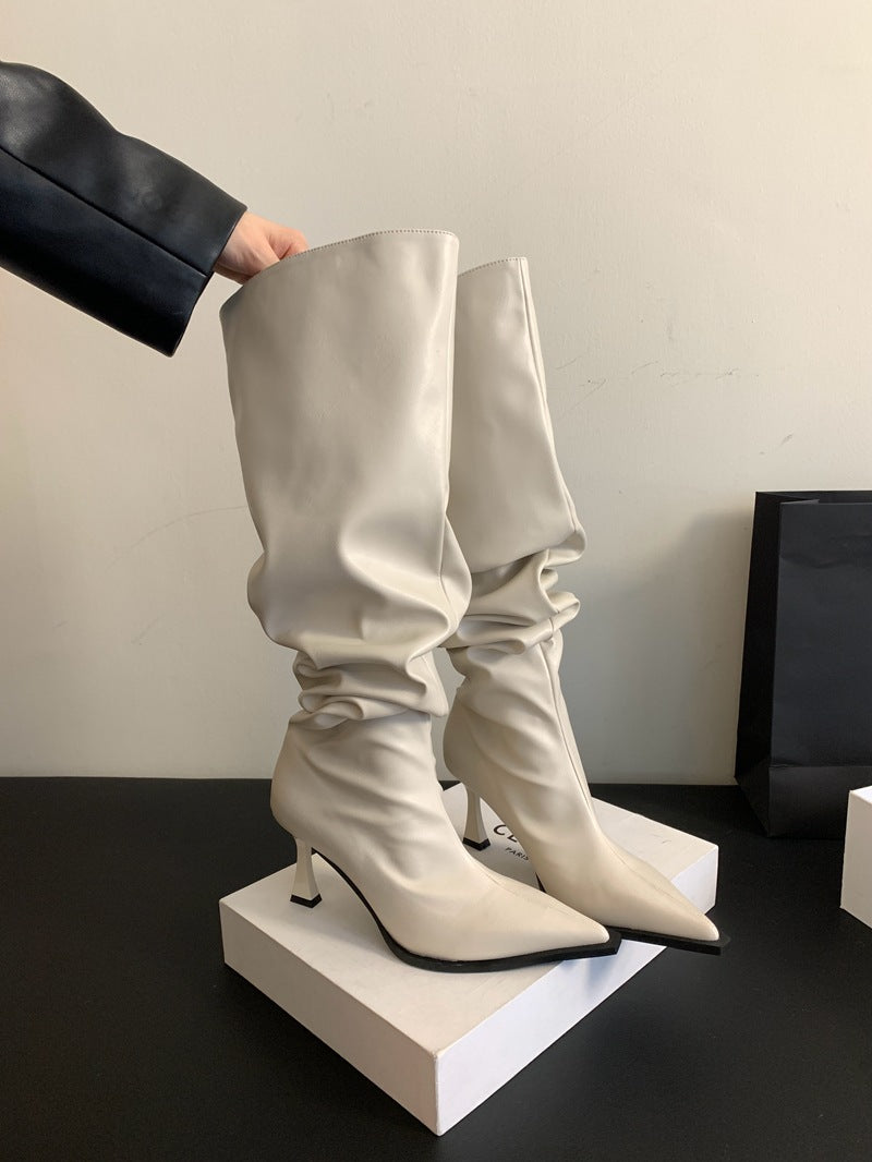 Female Tube Tail Platform High Back Women's Leather Boots