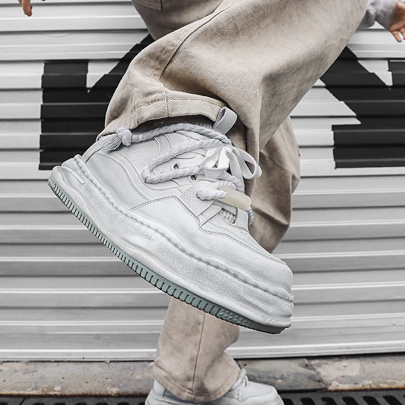 Men's Height Increasing Niche Versatile Distressed Polished Sneakers