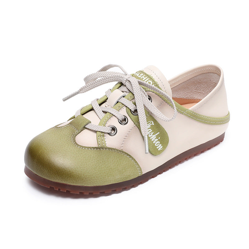 Women's German Training Spring Retro Flat Bottom White Sneakers