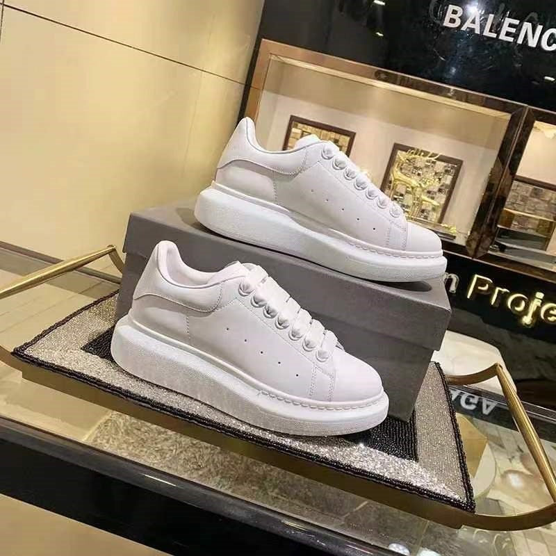 Women's White Platform Heightened Genuine Couple Sneakers