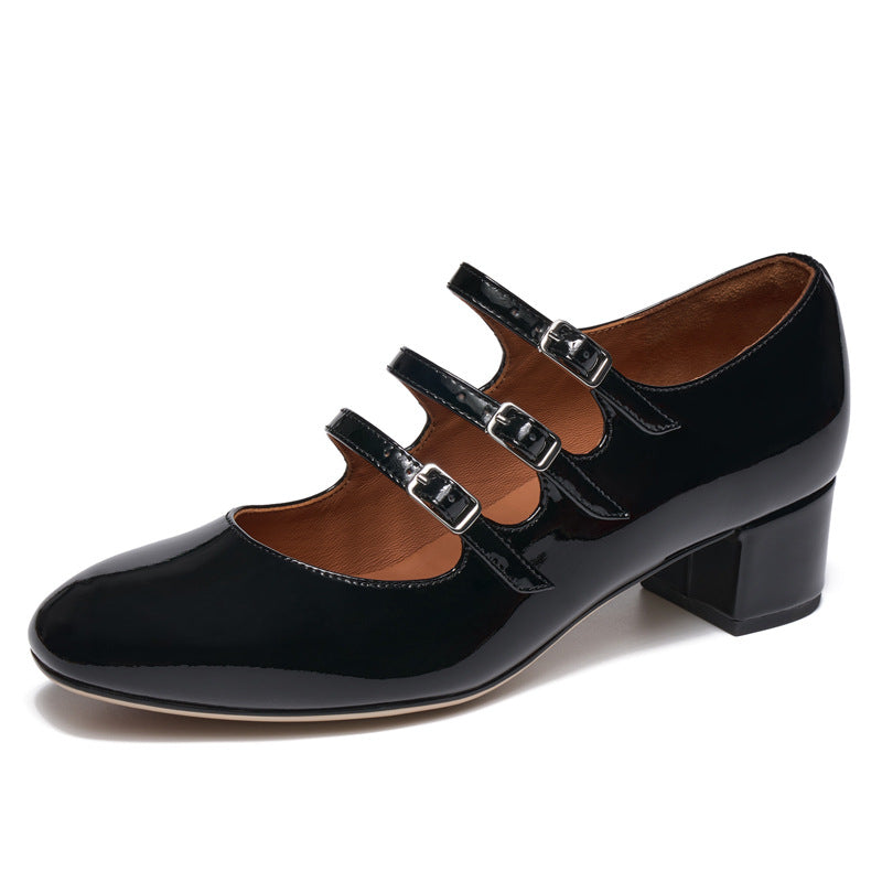 Women's & Men's Hull Buckle Mary Jane Chunky Low-cut Men's Shoes