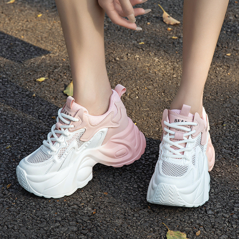 Women's Increasing Insole Dad Summer Voile Breathable Lightweight Gradient Sneakers