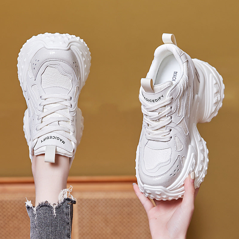 Women's Height Increasing Insole Breathable Clunky Platform Mesh Surface Small Women's Casual Shoes