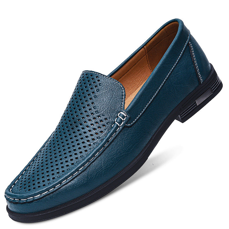 Men's Plus Size Cowhide British White Business Formal Wear Slip-on Loafers