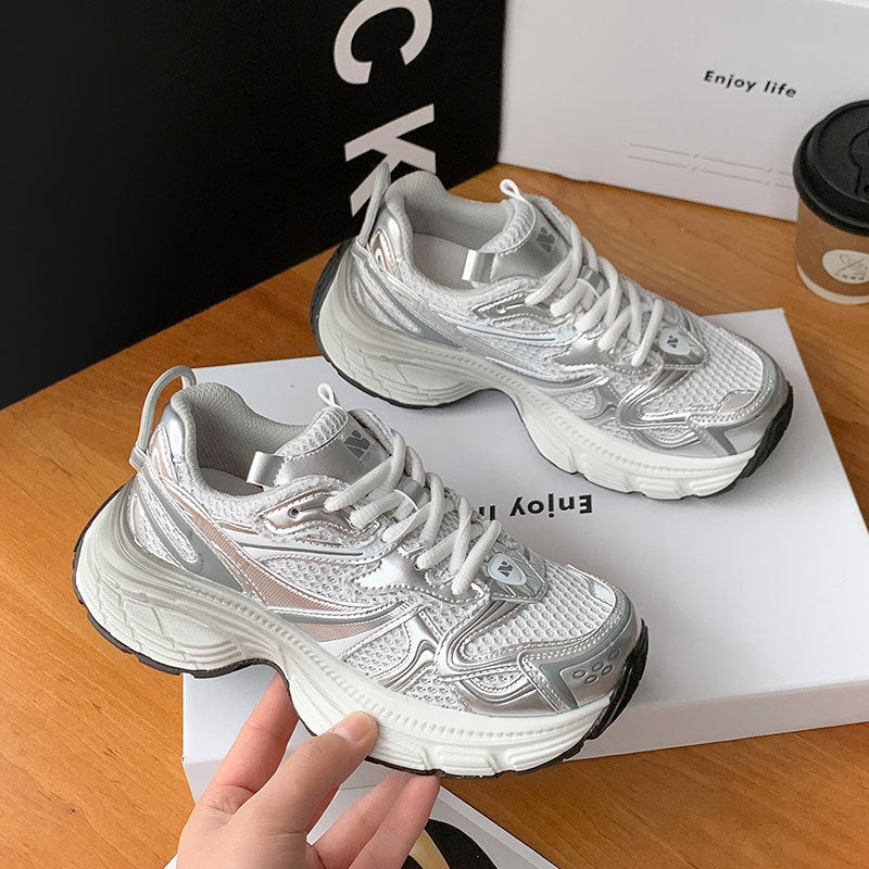 Women's Dad Fashionable Platform Mesh Show Feet Small Women's Sports Shoes