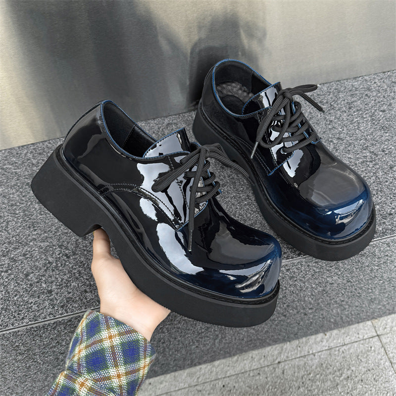 Women's & Men's Mickey Big Head Height Increasing Leisure British Style Couple Color Men's Casual Leather Shoes