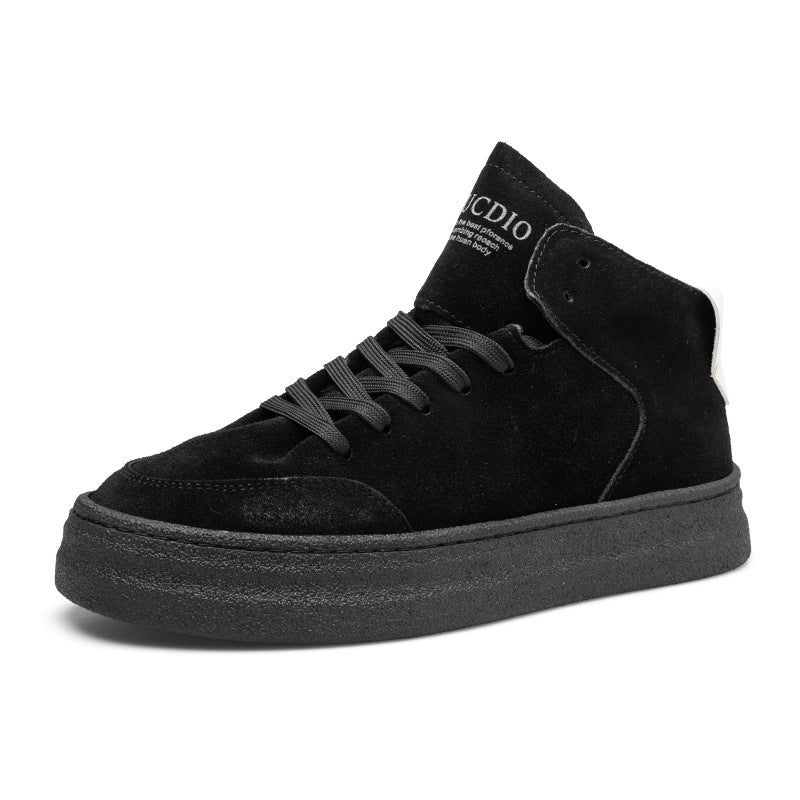 Men's First Layer Cowhide Board Matte Black Sneakers