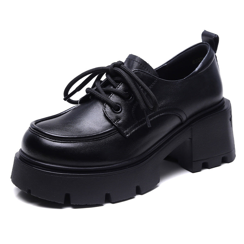 Women's Pumps Thick-soled High-heeled Authentic British Style Versatile Loafers