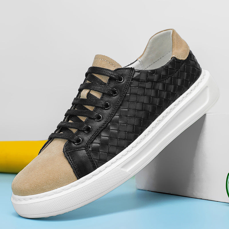 Men's Fashionable High-grade Sports Slip-on Thick-soled Woven Light Men's Board Shoes