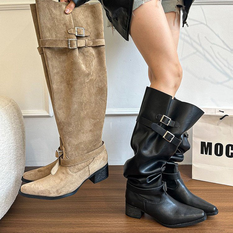 Women's Super Hot Pantyhose Thick Black Below The Knee Pile Style Boots