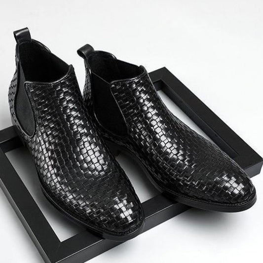 Men's Embossed British Korean Style Trendy Martin Men's Business Leather Shoes