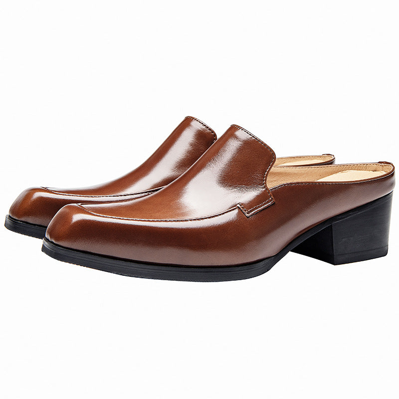 Men's Square Toe Pump High Half Height Slippers