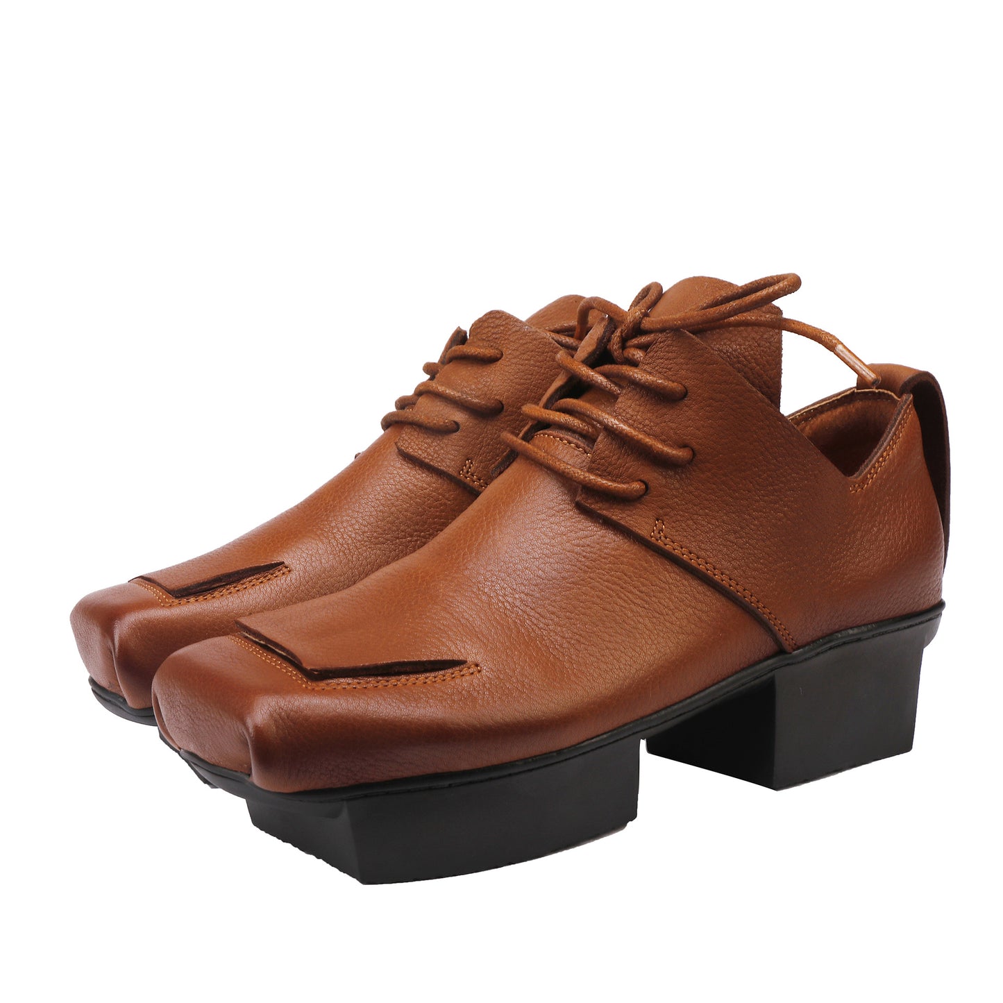 Women's Retro Ankle High-cut Full Grain Cow Mid Heels