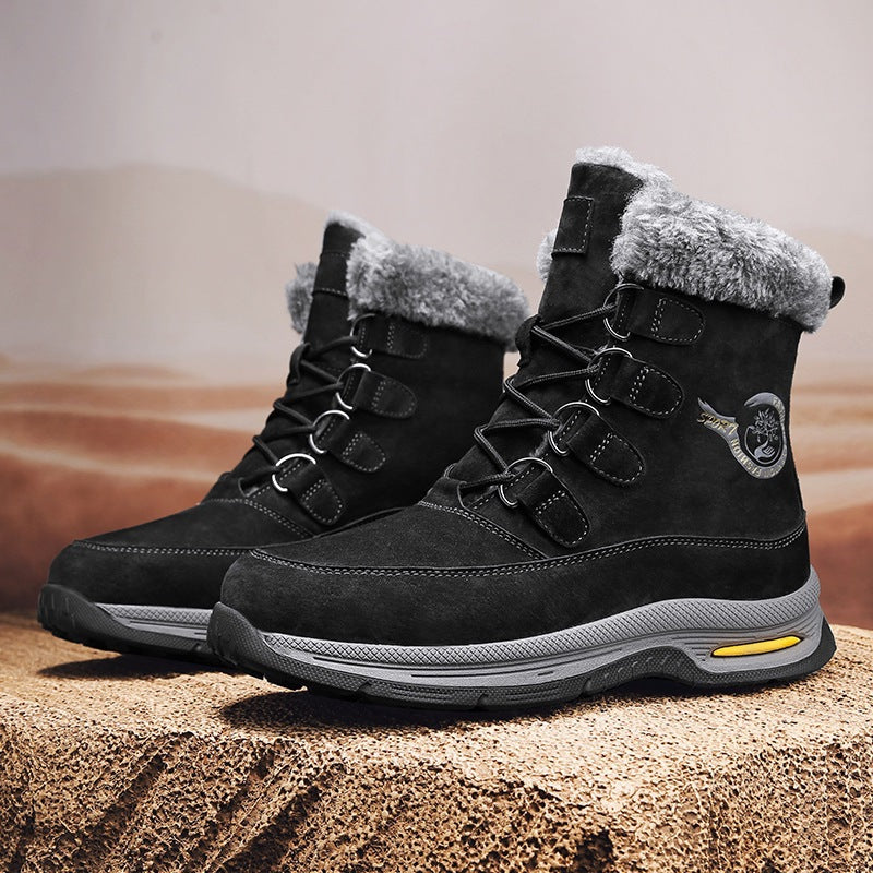 Men's Winter Fleece-lined Warm Slugged Bottom Outdoor Snow Boots