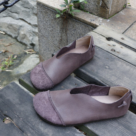 Women's Flat Soft Bottom Surface Slip-on First Layer Casual Shoes