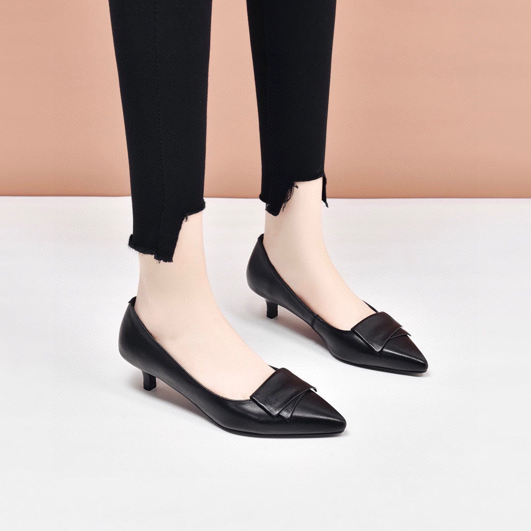 Women's Early Spring Elegant First Layer Cowhide Pumps Skinny Men's Shoes