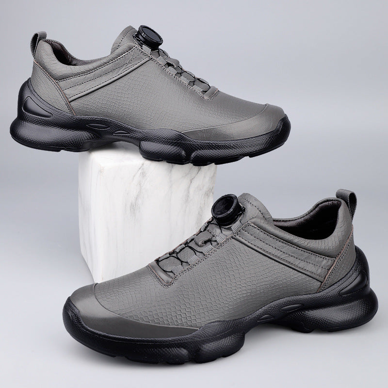 Men's Buckle Dad First Layer Cowhide Comfortable Thick Bottom Hight Increasing Men's Sports Shoes