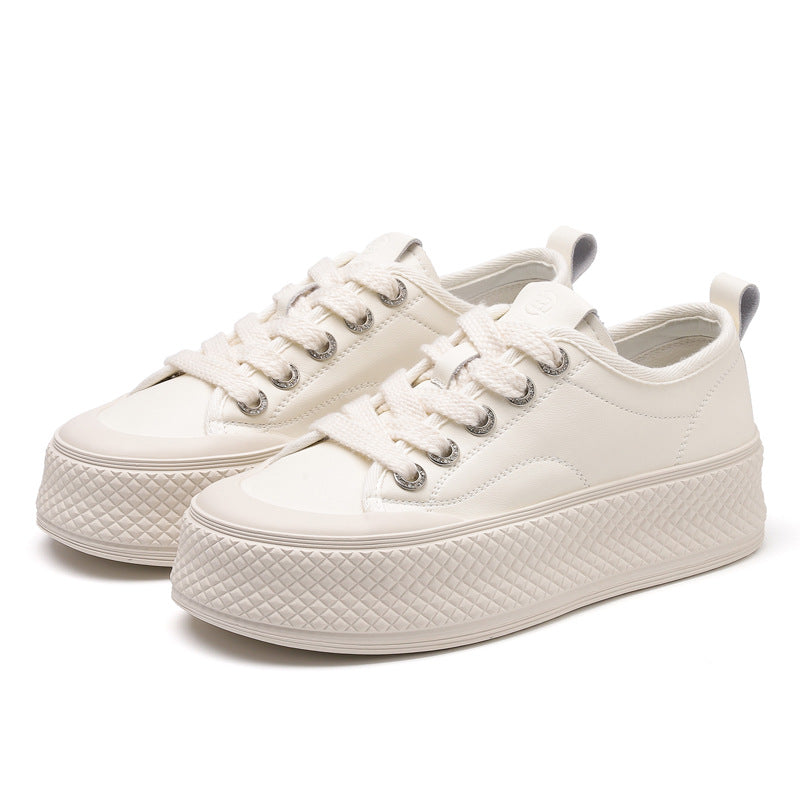 Women's White For Thick Bottom Versatile Muffin Casual Shoes
