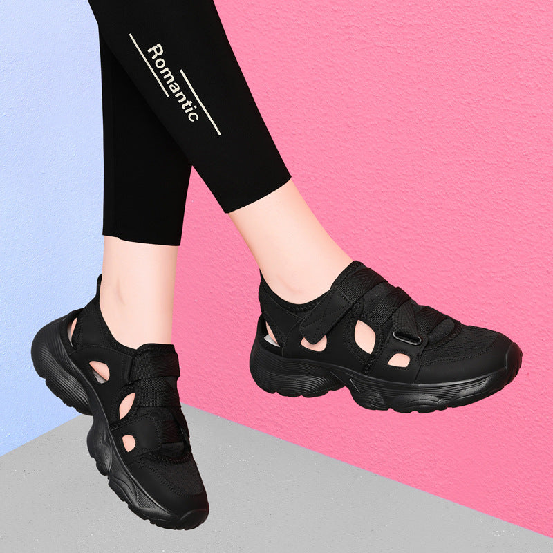 Women's Summer Korean Style Platform White Hollowed Toe Sneakers