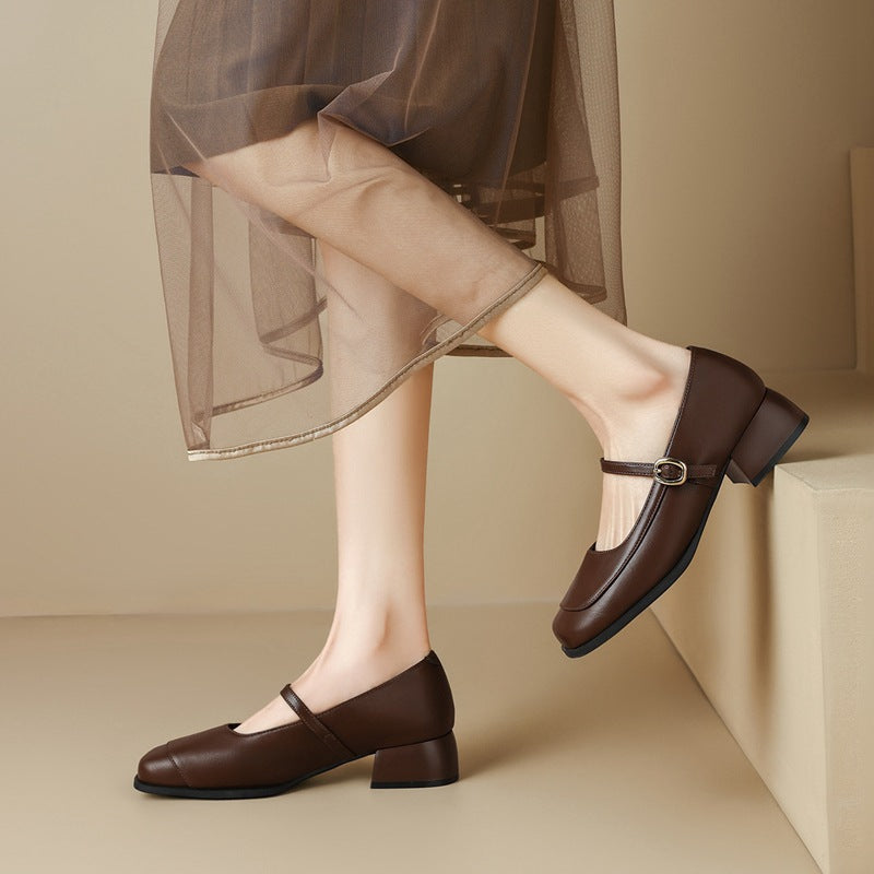Women's Square Toe Mary Jane French Gentle Pumps Women's Fashion Shoes