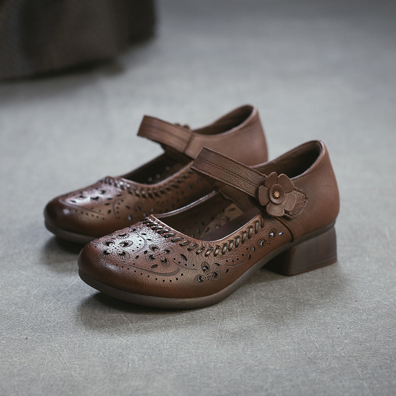 Women's Elegant Small Hollow Breathable First Layer Heels